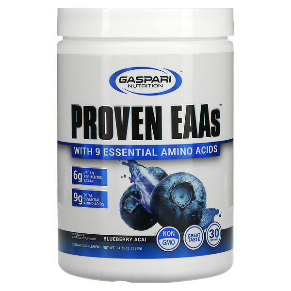 Proven EAAs with 9 Essential Amino Acids, Blueberry Acai, 13.75 oz (390 g) Gaspari Nutrition
