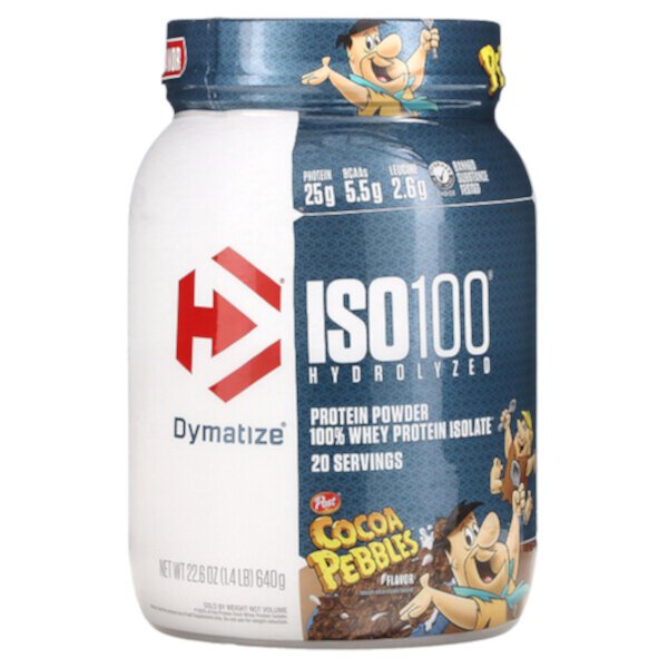 ISO100 гидролизованный, 100 % изолят сывороточного протеина, какао-гранулы, 1,4 фунта (640 г) Dymatize