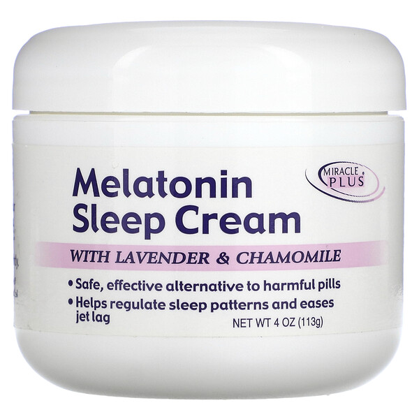 Melatonin Sleep Cream, With Lavender & Chamomile, 4 oz (113 g) Miracle Plus