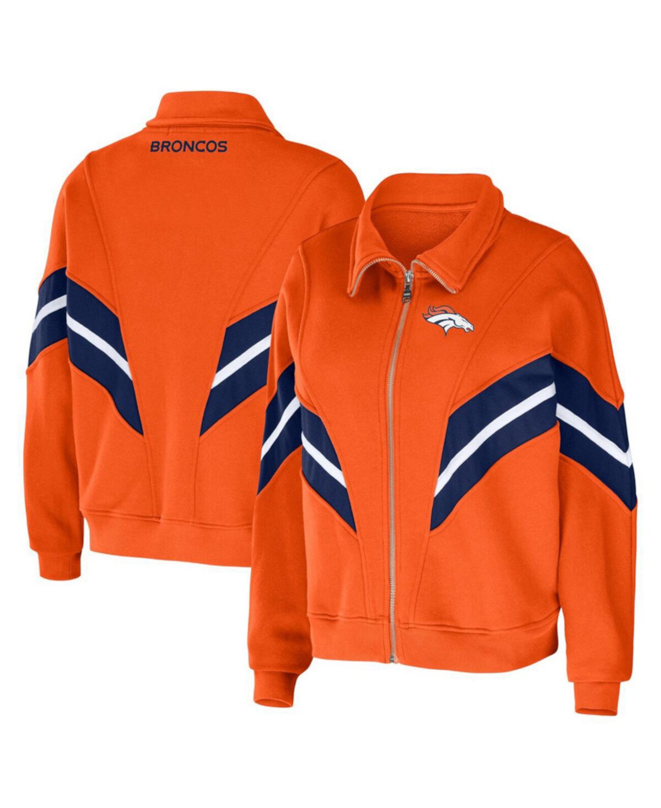 Женская Куртка WEAR by Erin Andrews Orange Denver Broncos Plus Size Yarn Dye Stripe Full-Zip WEAR by Erin Andrews