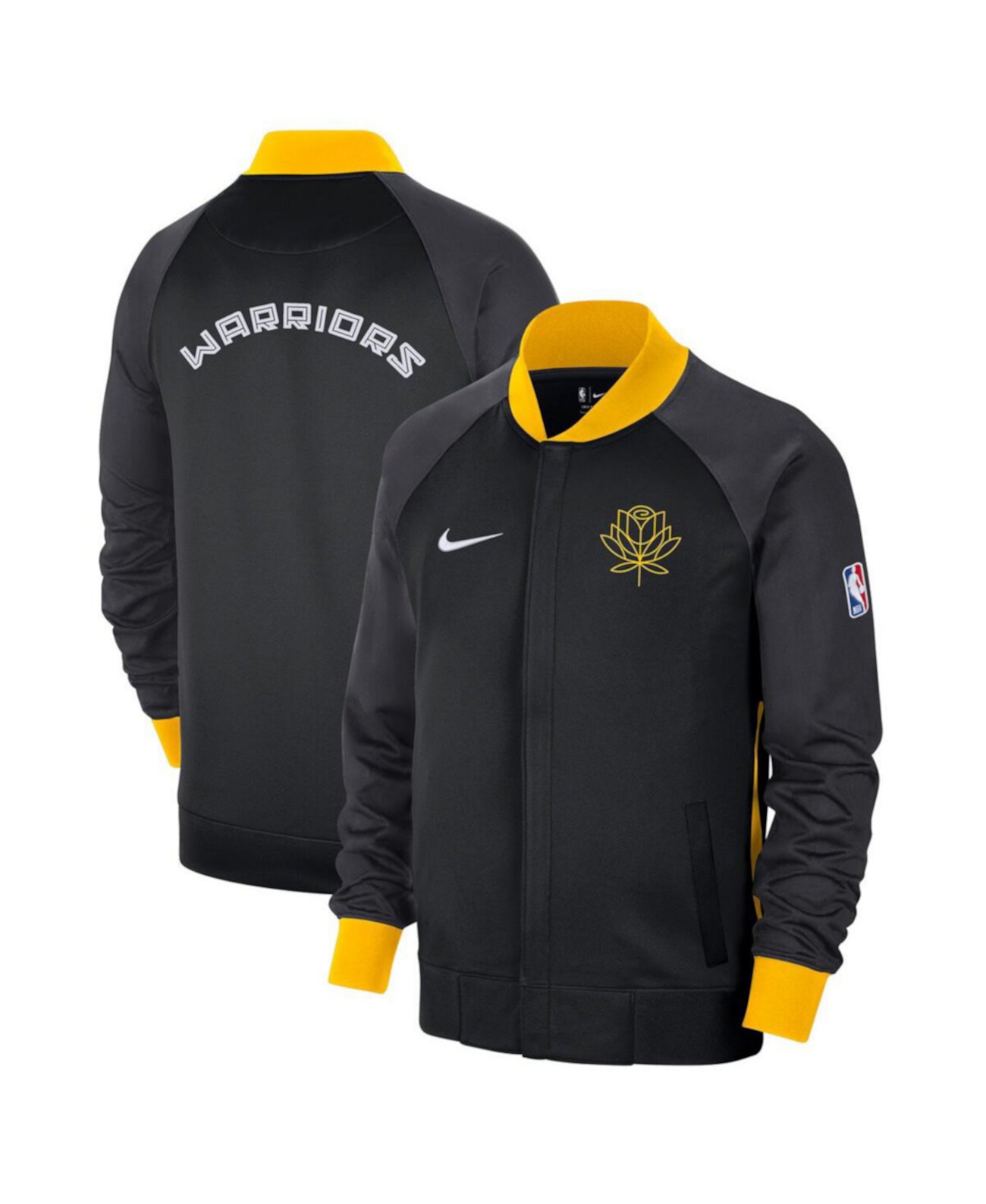 Мужская черная, желтая куртка Golden State Warriors 2022, 23 City Edition Showtime Thermaflex с молнией во всю длину Nike