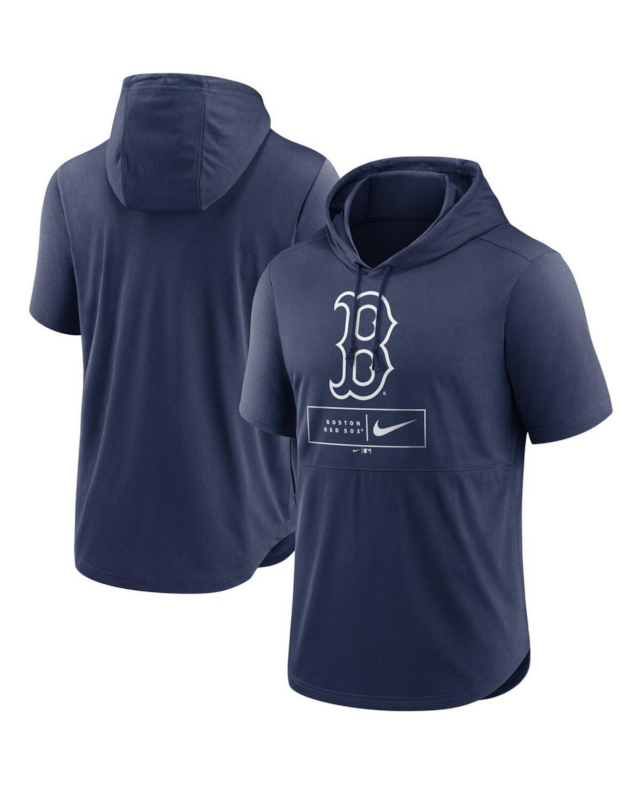 Мужская темно-синяя толстовка с капюшоном и короткими рукавами Boston Red Sox Logo Lockup Performance Nike