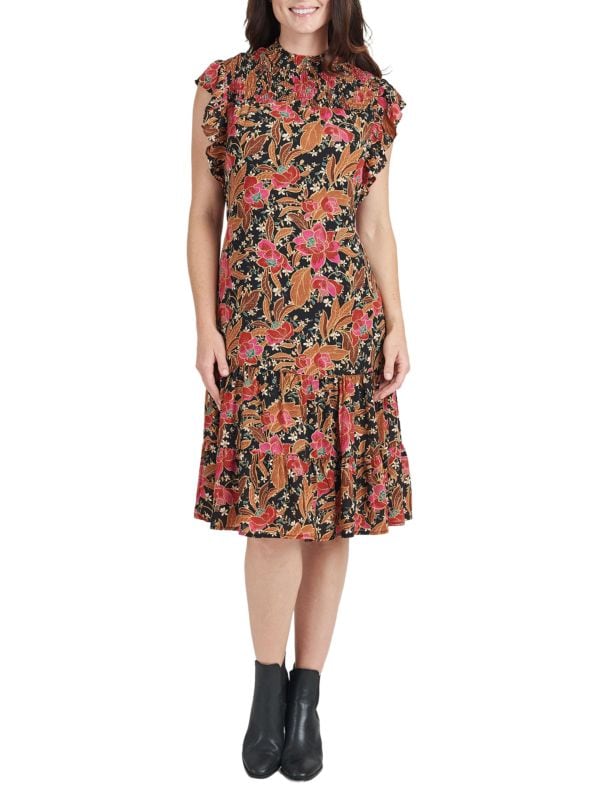 Платье с заниженной талией и поясом с цветочным принтом DR2 by Daniel Rainn