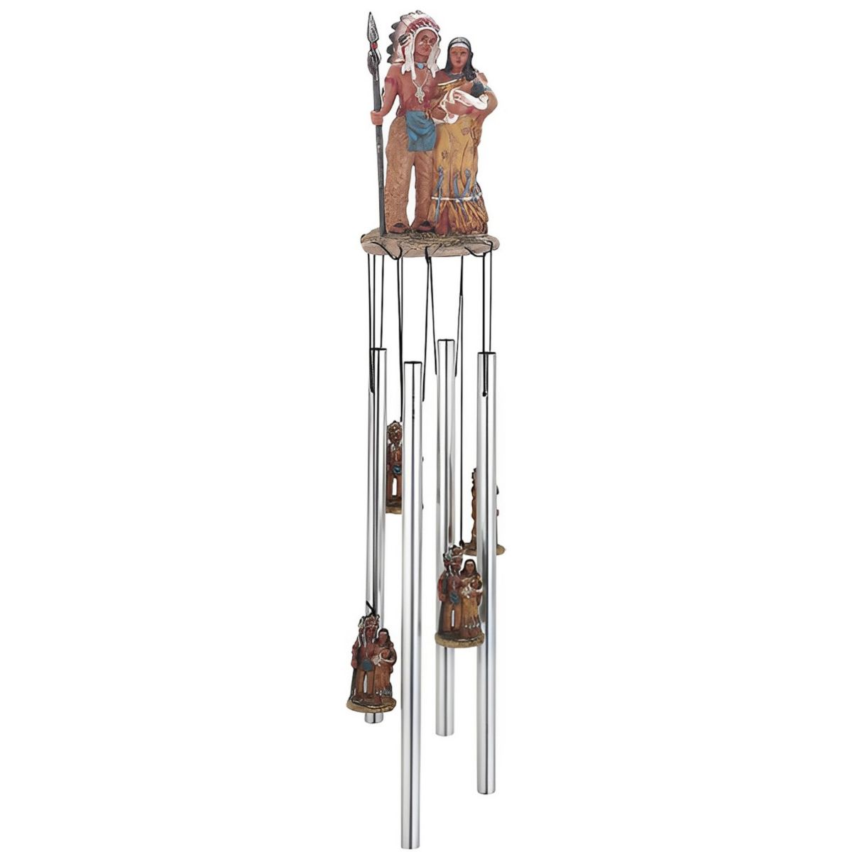 FC Design 23&#34; Long Indian Family Round Top Wind Chime Native American Garden Patio Decoration Perfect Gifts for Holiday F.C Design