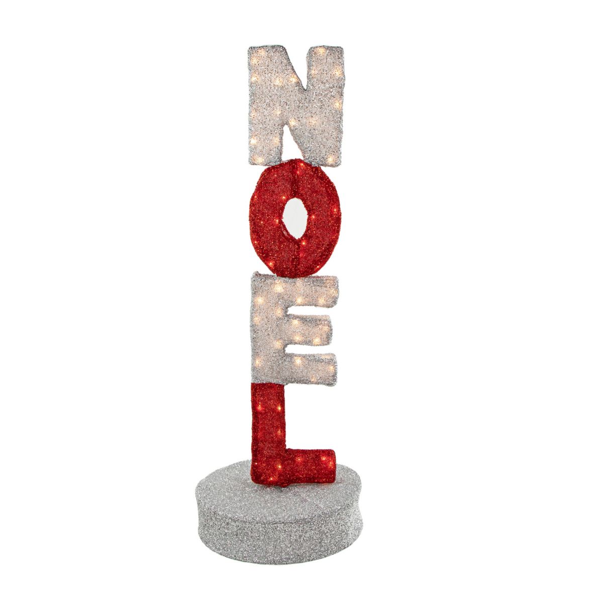 39&#34; Lighted Red and Silver Noel Outdoor Christmas Sign Decoration Christmas Central