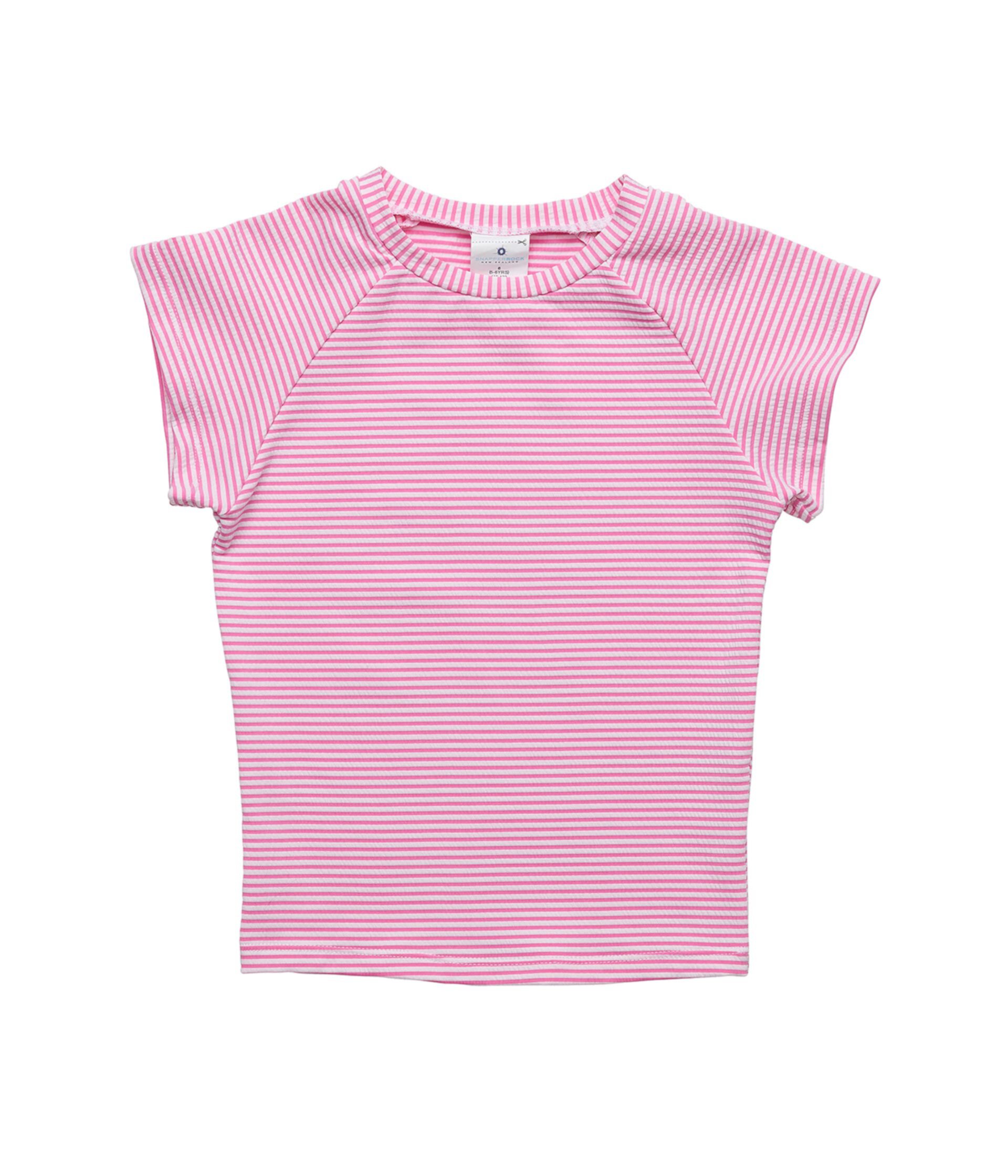 Топы для плавания Snapper Rock для девочек Raspberry Stripe Short Sleeve Rashguard Top Snapper Rock