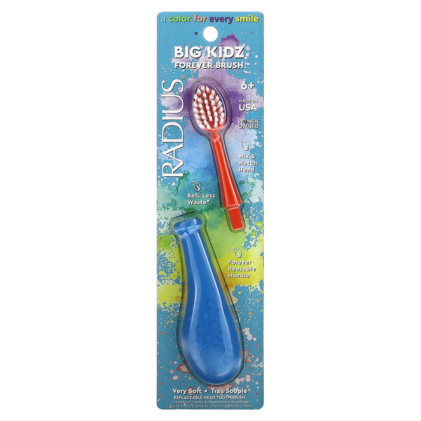 Big Kidz Forever Brush, 6+, Very Soft, 1 Toothbrush Handle + 1 Replacement Brush Head RADIUS