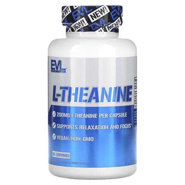 L-Theanine, 200 mg, 60 Veggie Capsules EVLution Nutrition