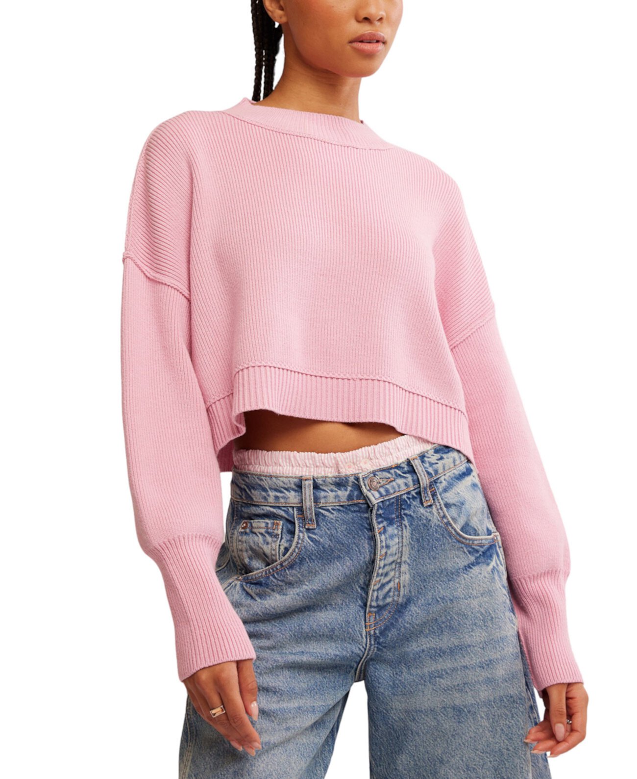 Women's Easy Street Ribbed Cropped Pullover Sweater Free People