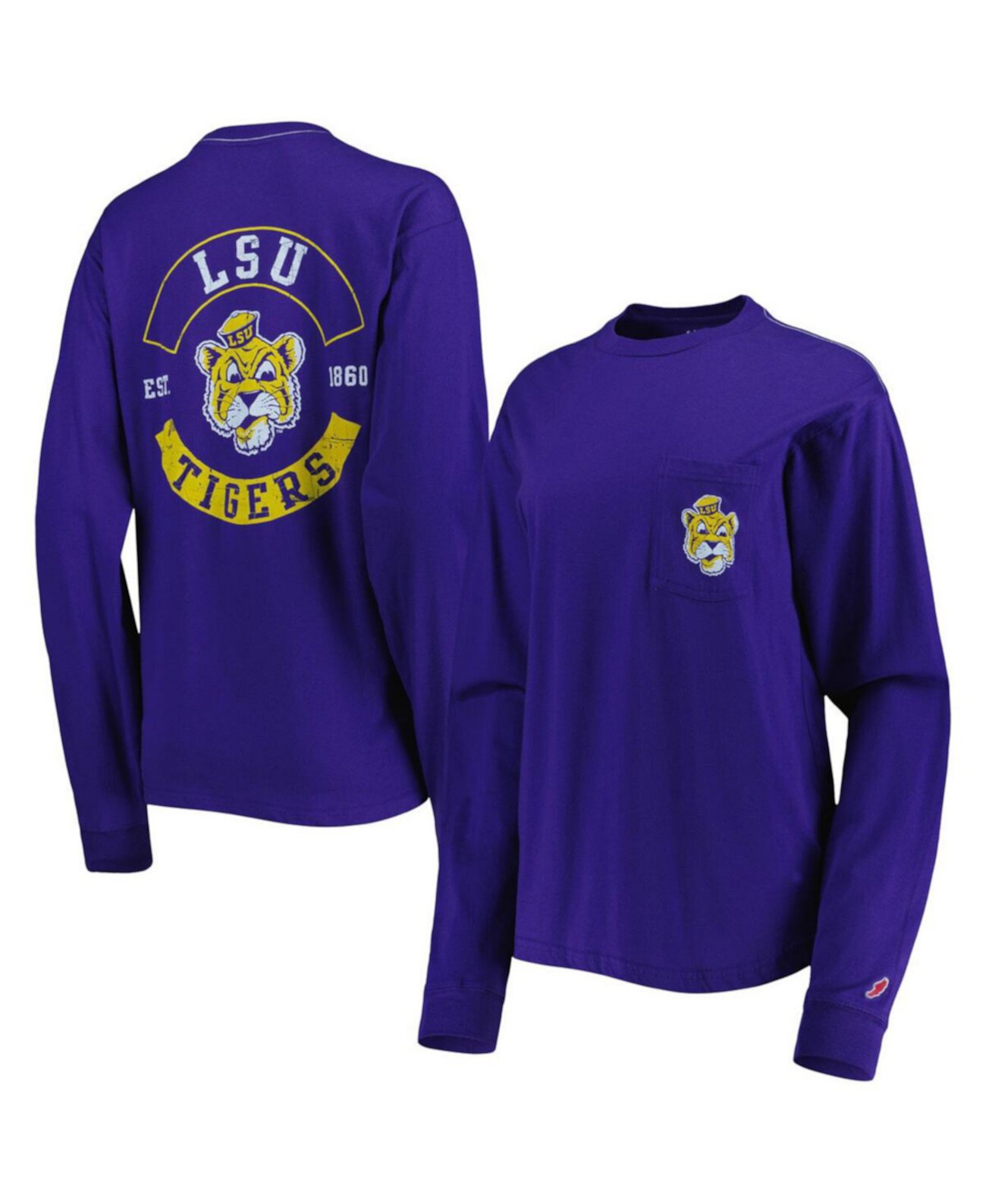 Женская фиолетовая футболка с длинным рукавом с объемными карманами Lsu Tigers League Collegiate Wear