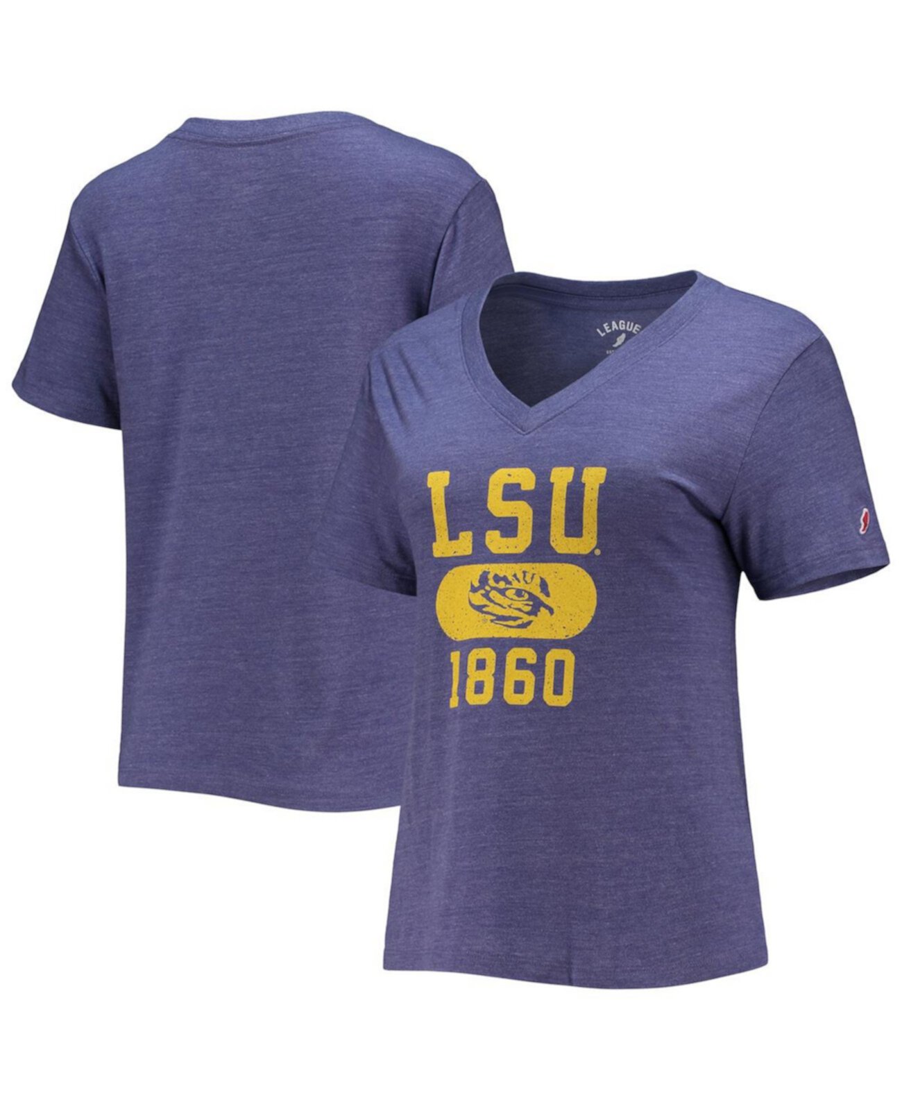 Женская футболка LSU Tigers Intramural Boyfriend Tri-Blend с v-образным вырезом в мелкую отделку фиолетового цвета League Collegiate Wear