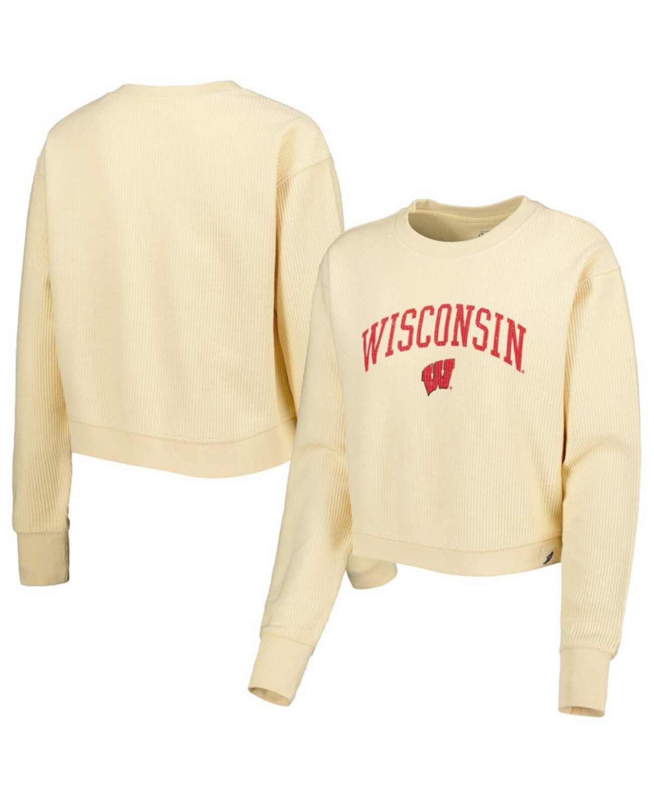 Женская кремовая толстовка Wisconsin Badgers Classic Campus из шнурованной древесины League Collegiate Wear