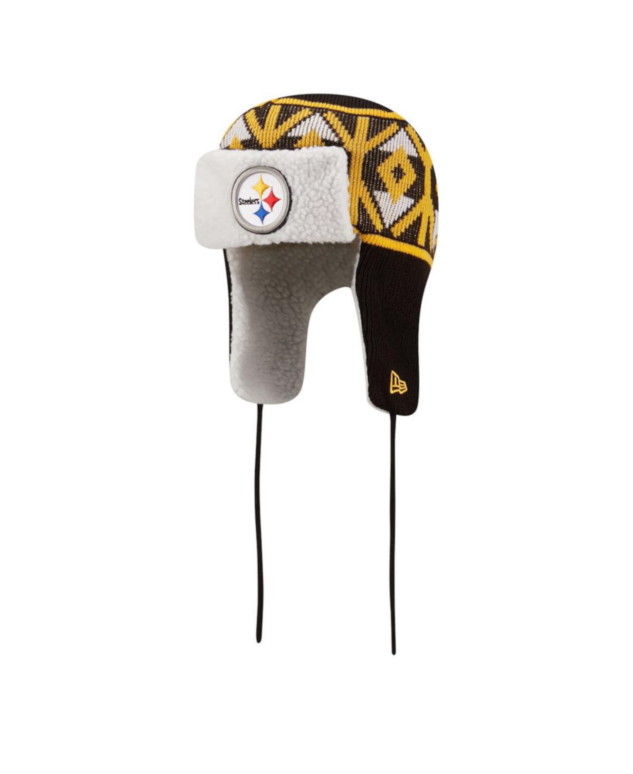 Мужская черная вязаная шапка Pittsburgh Steelers Trapper New Era