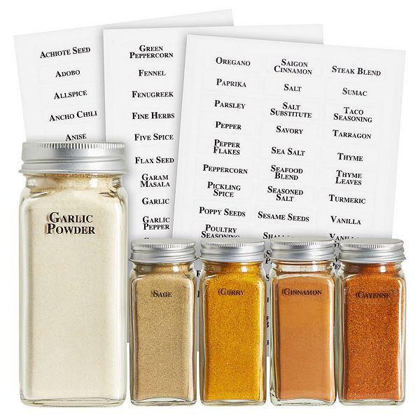 Talented Kitchen Clear Spice Labels - 125 Preprinted Labels: 121 Spice & Herbs Names + 4 Blank Write-On Sticker. Spice Jar Label for Spice Organization Spice Rack (Set of 125 Spices) Talented Kitchen