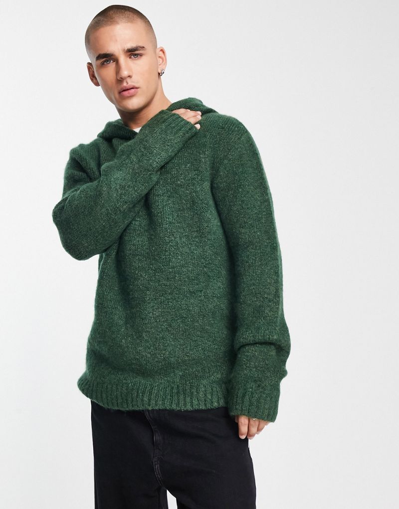 Зеленый свободный вязаный свитер с капюшоном ASOS DESIGN ASOS DESIGN