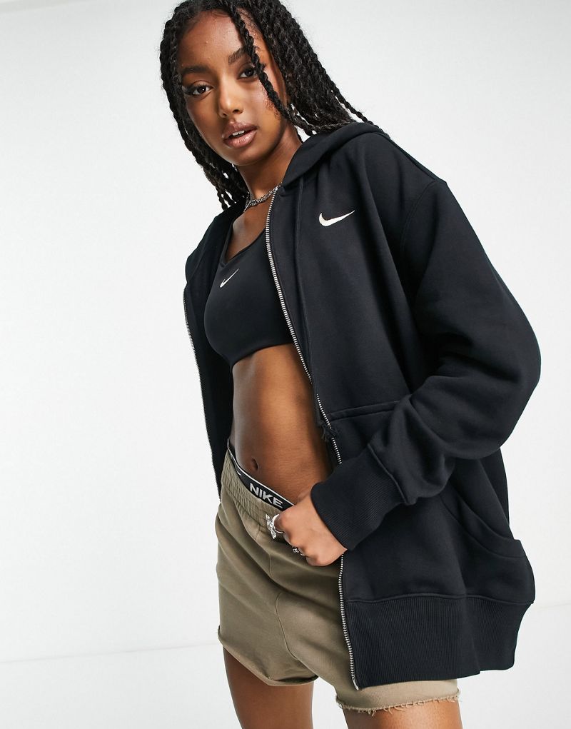 Женский худи с молнией Nike Phoenix Fleece в черном цвете Nike