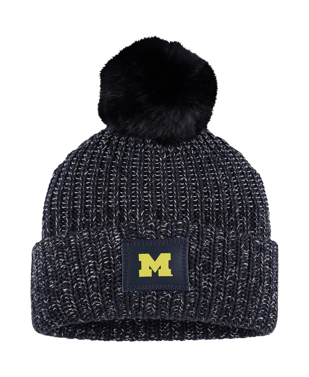 Женская темно-синяя вязаная шапка Michigan Wolverines с манжетами и помпоном Love Your Melon