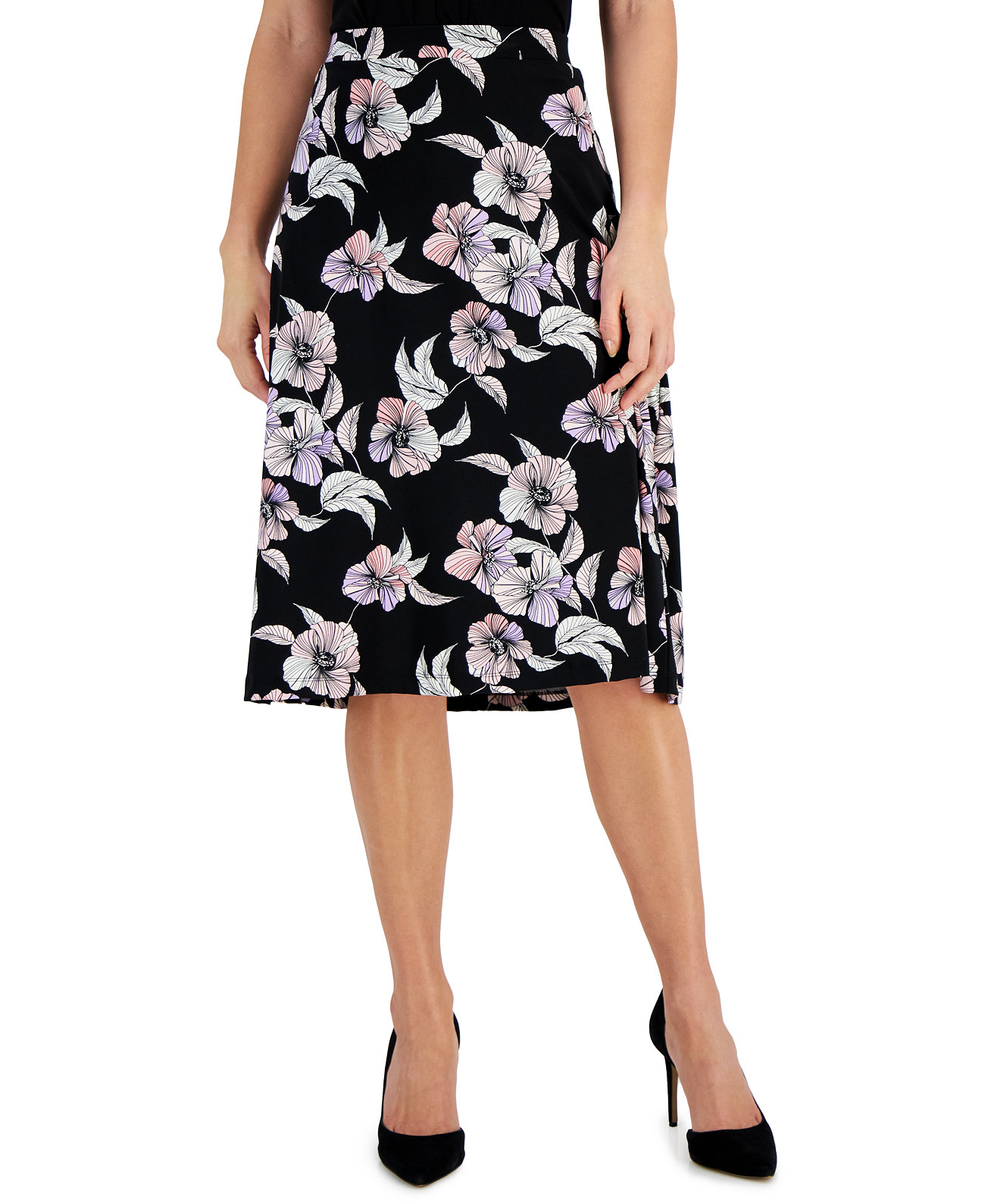 Женская расклешенная юбка миди без застежек с цветочным принтом Kasper