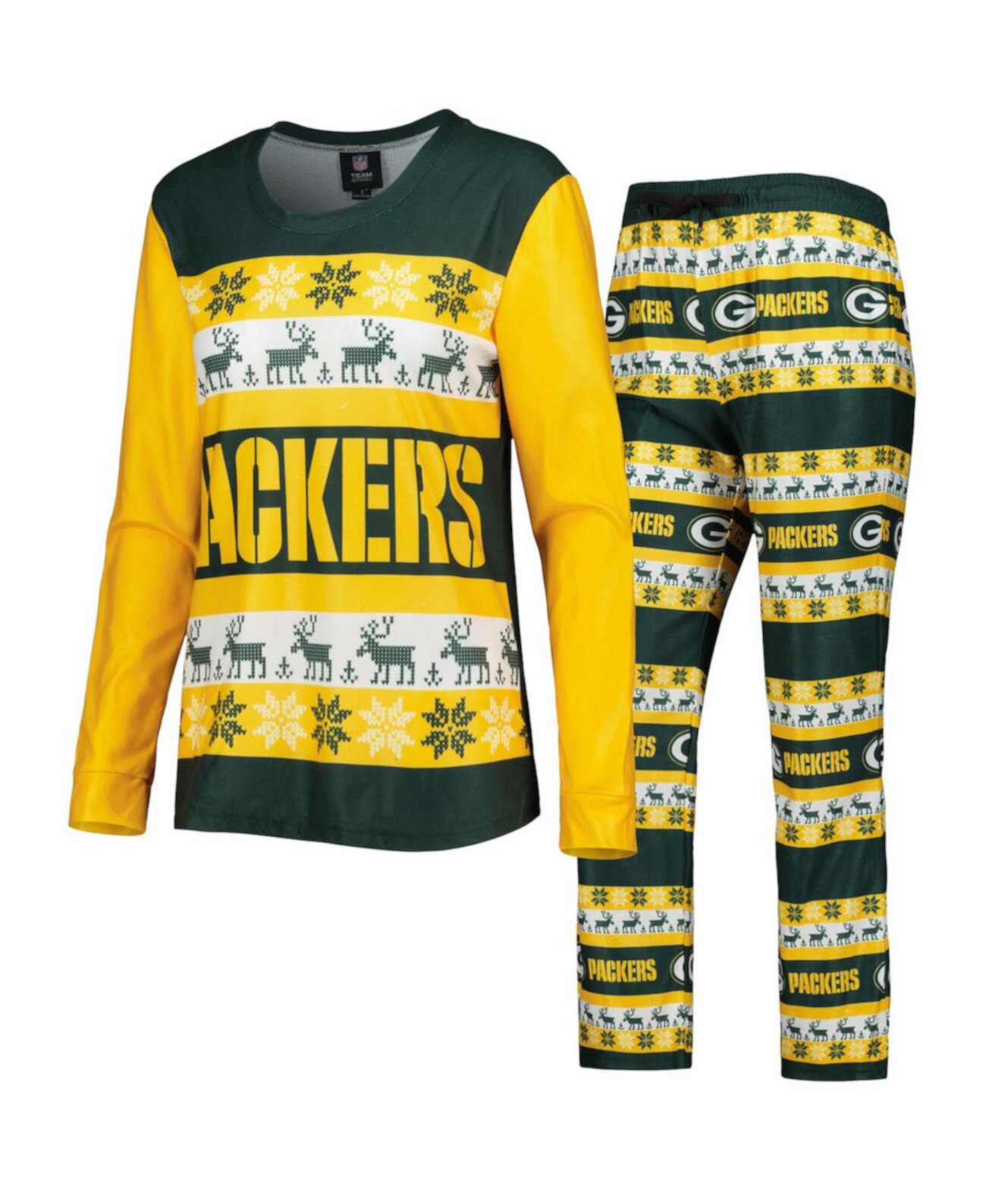 Женский зеленый пижамный комплект Green Bay Packers Holiday Ugly FOCO
