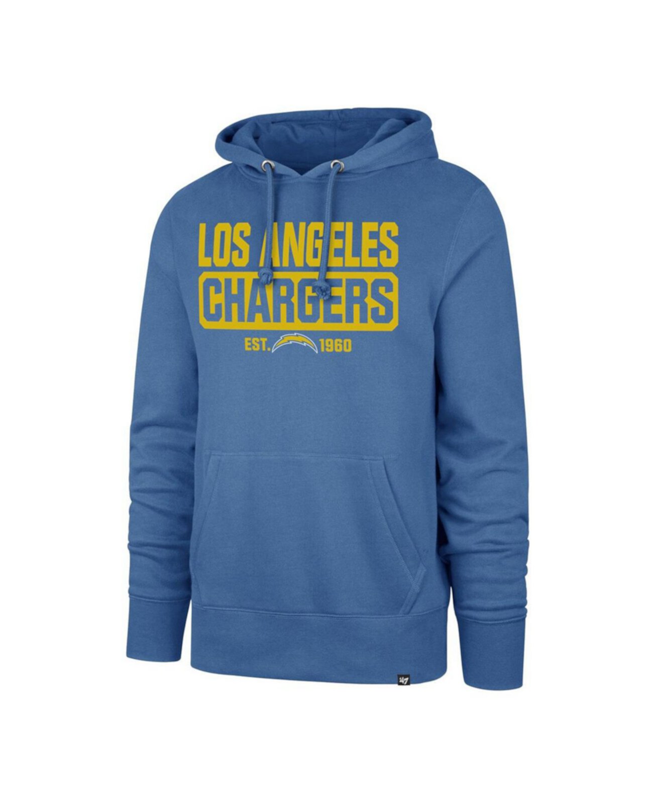 Толстовка мужская пудровая синяя Los Angeles Chargers Box Out Headline Pullover Hoodie '47 Brand