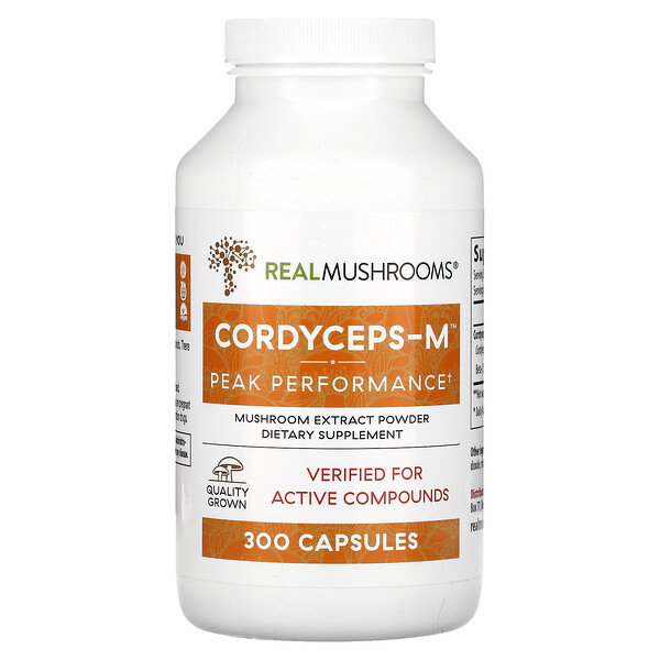 Cordyceps-M, Экстракт гриба - 300 капсул - Real Mushrooms Real Mushrooms