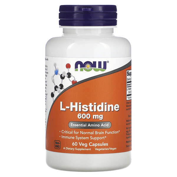 L-Гистидин - 600 мг - 60 растительных капсул - NOW Foods NOW Foods