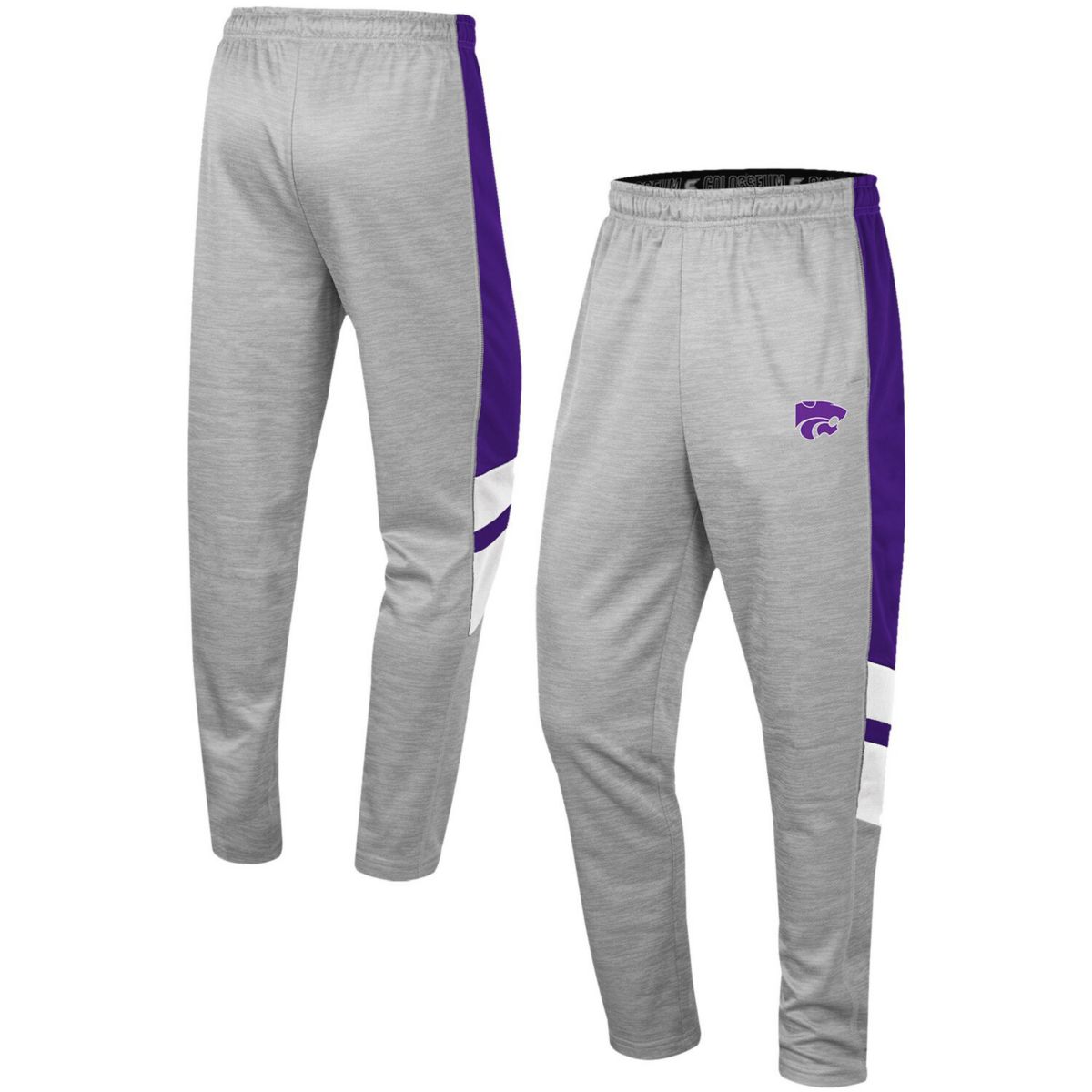 Мужские брюки Colosseum Heathered Grey/Purple Kansas State Wildcats Bushwood Pants Colosseum
