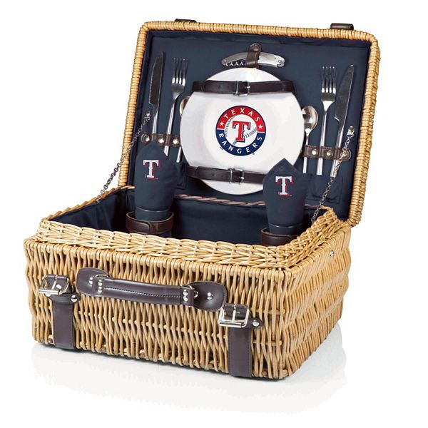 Корзина для пикника Picnic Time Champion Texas Rangers с обслуживанием для 2-х, 16" x 12" x 10", Плетёная, Нержавеющая сталь Picnic Time