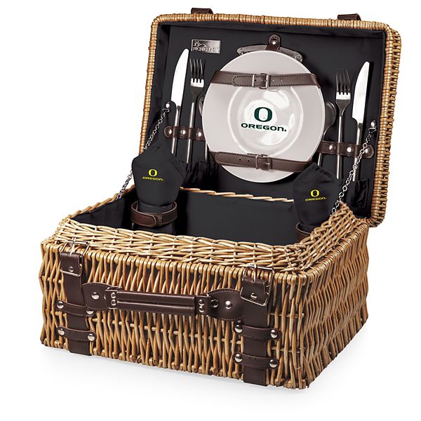 Набор для пикника Picnic Time Oregon Ducks Champion с корзиной, 2 тарелками, 2 бокалами и столовыми приборами Unbranded