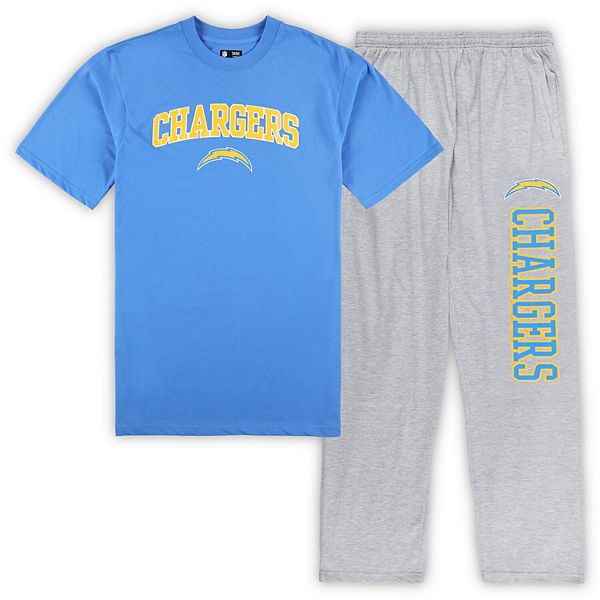 Мужская Пижама Unbranded Powder Blue/Heather Gray Los Angeles Chargers Big & Tall Unbranded