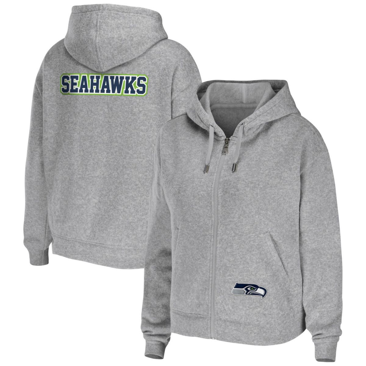 Женская Футболка WEAR by Erin Andrews Светло-Серая Seattle Seahawks Плюс Размер Полностью Зип WEAR by Erin Andrews