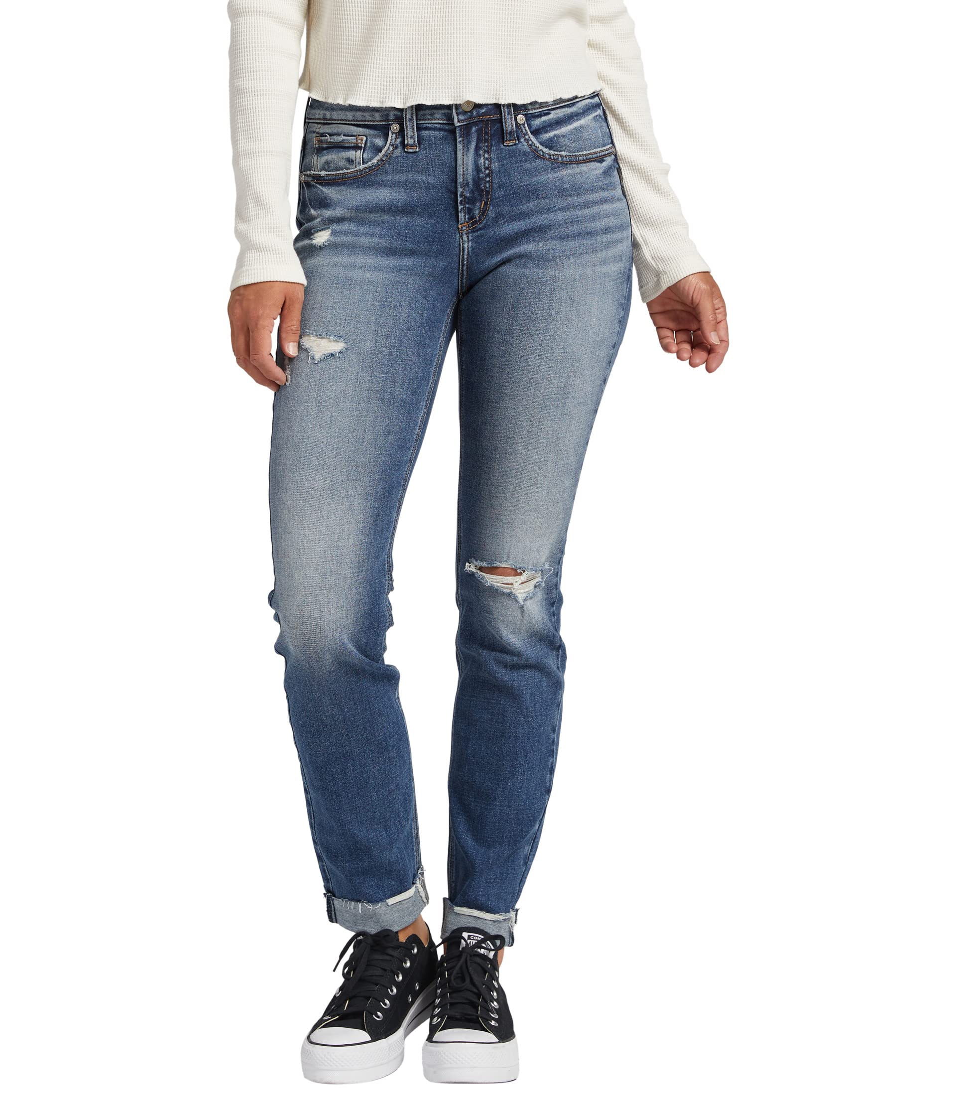Узкие прямые джинсы со средней посадкой Suki L93455ECF311 Silver Jeans Co.