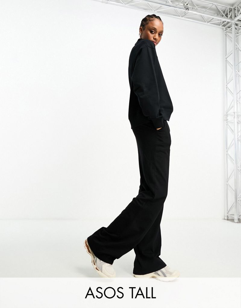 Черные прямые спортивные брюки ASOS DESIGN Tall — часть комплекта ASOS Tall