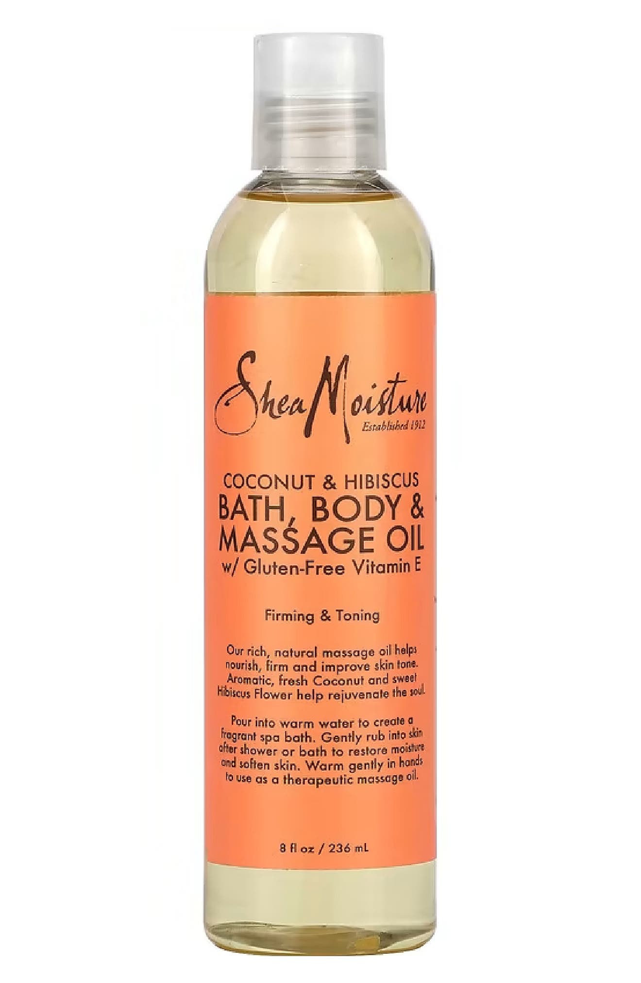 Coconut & Hibiscus Bath, Body & Massage Oil with Gluten-Free Vitamin E - 8 fl. oz. She