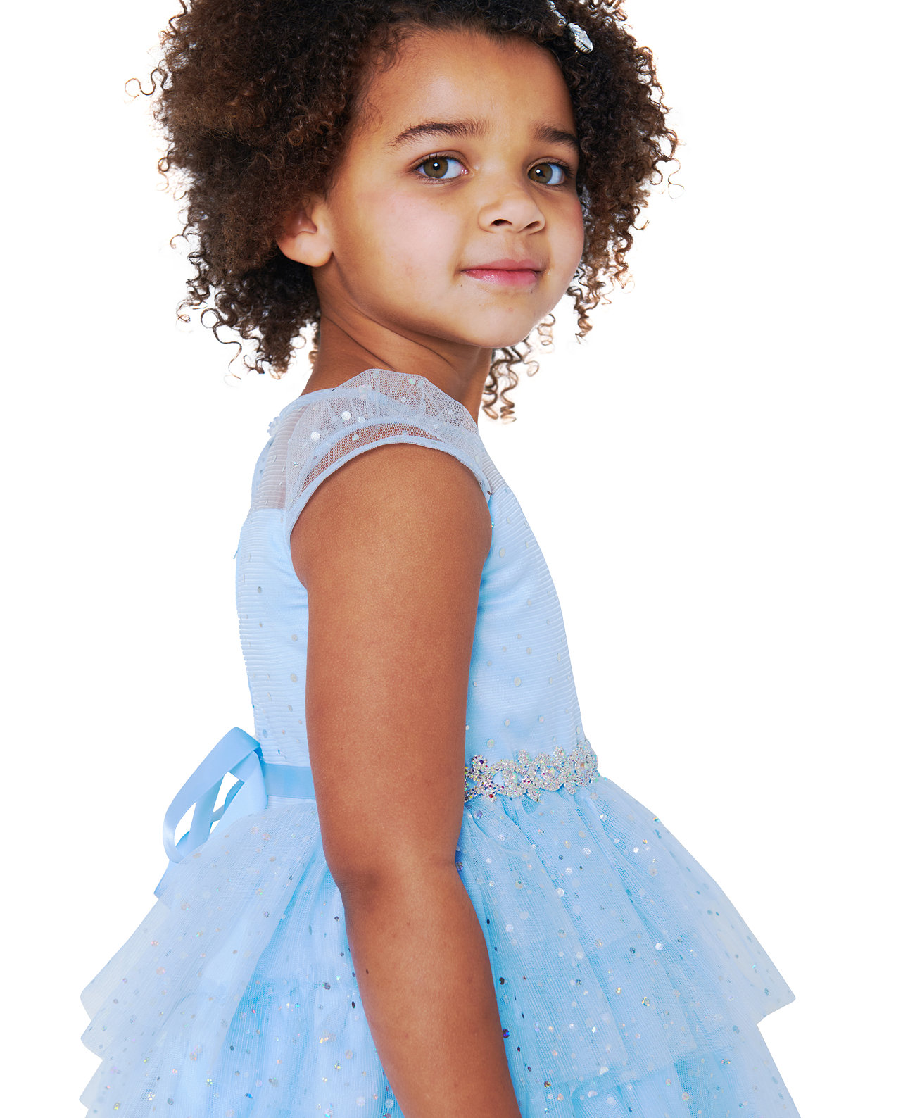 Многоярусное сетчатое платье в горошек с эффектом металлик для девочек для малышей Rare Editions