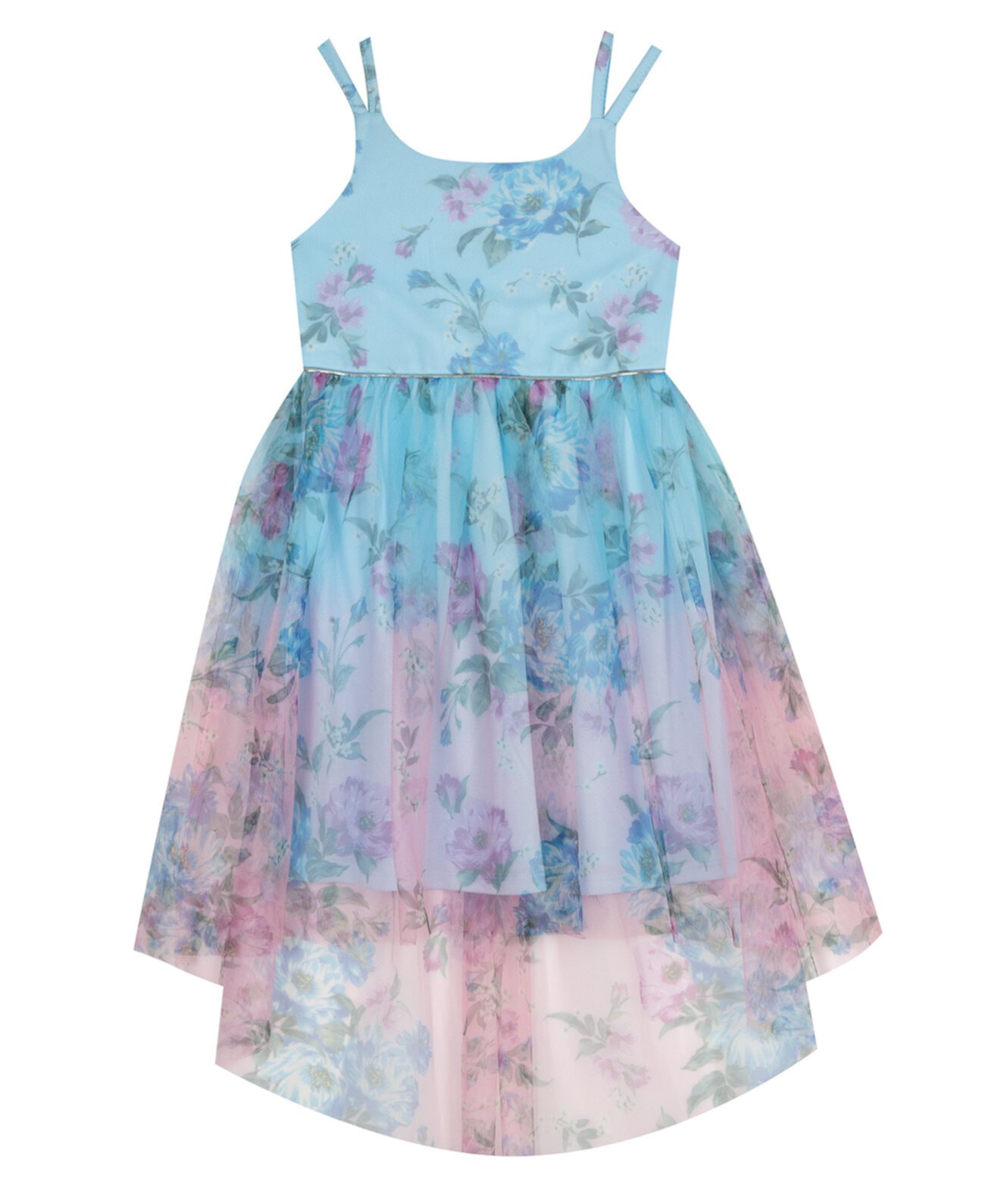 Сетчатое платье хай-лоу Little Girls с эффектом омбре и цветочным принтом Rare Editions