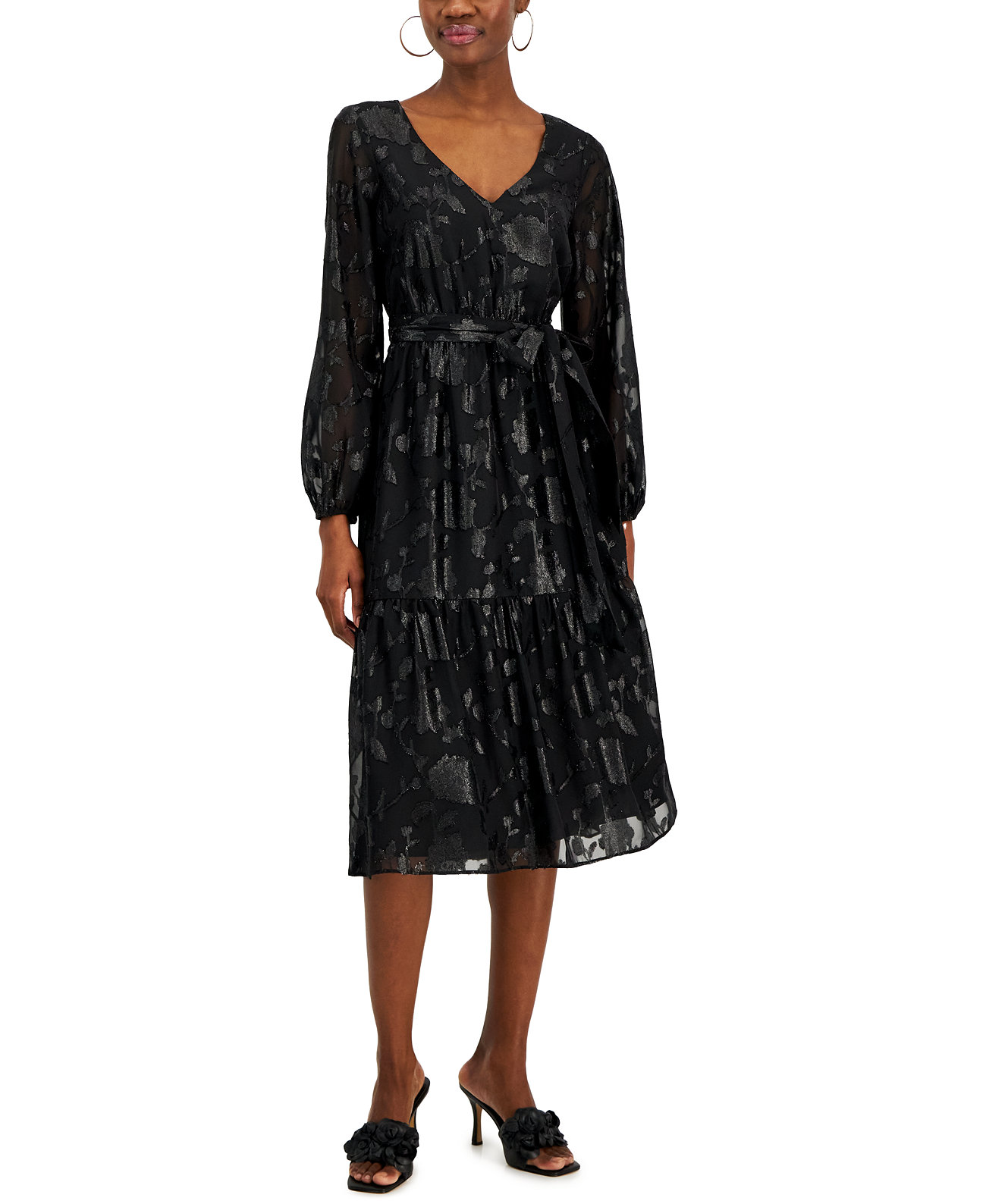 Женское жаккардовое платье с объемными рукавами и принтом, созданное для Macy's I.N.C. International Concepts
