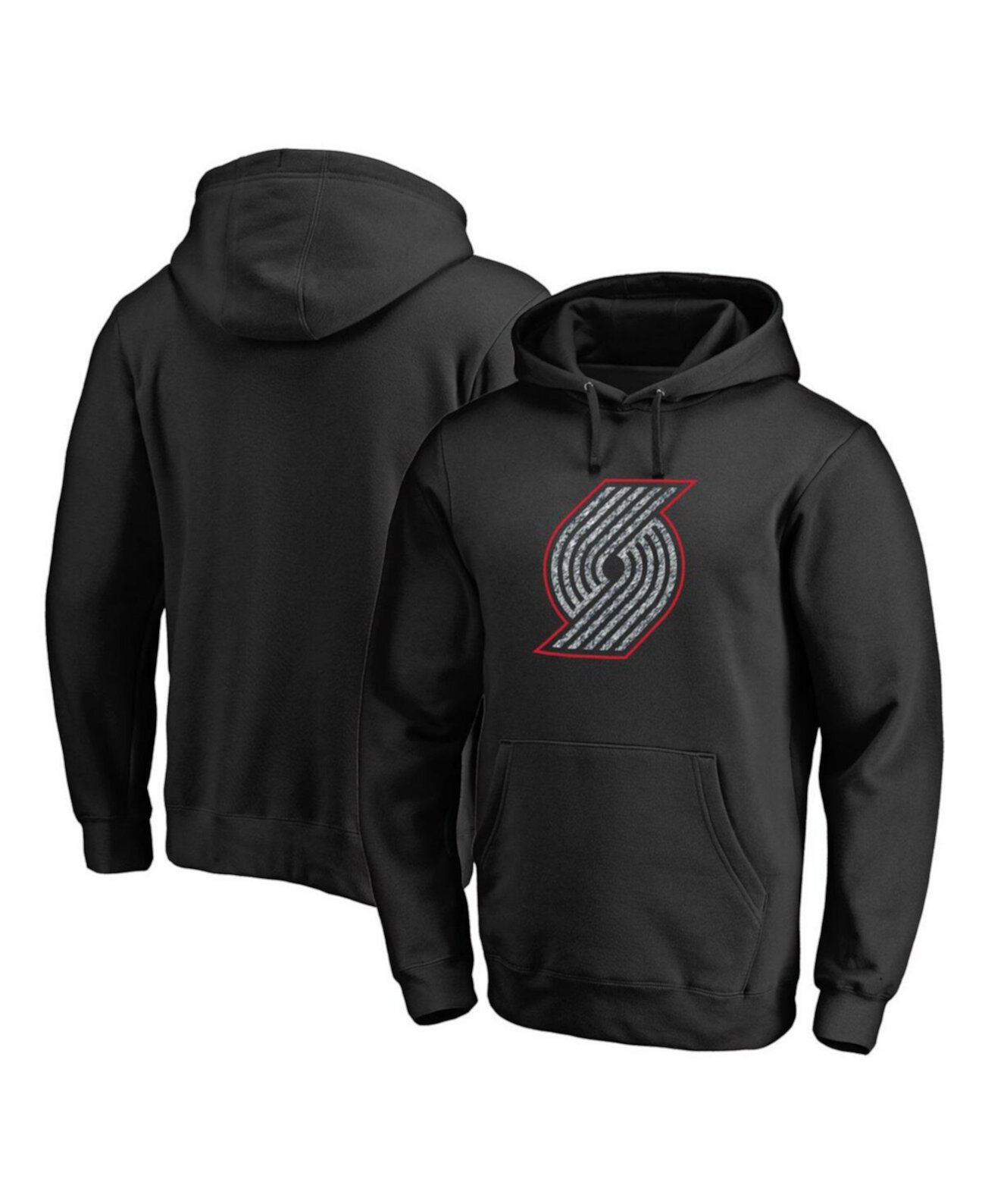 Мужской черный пуловер с капюшоном Portland Trail Blazers со статическим логотипом Fanatics