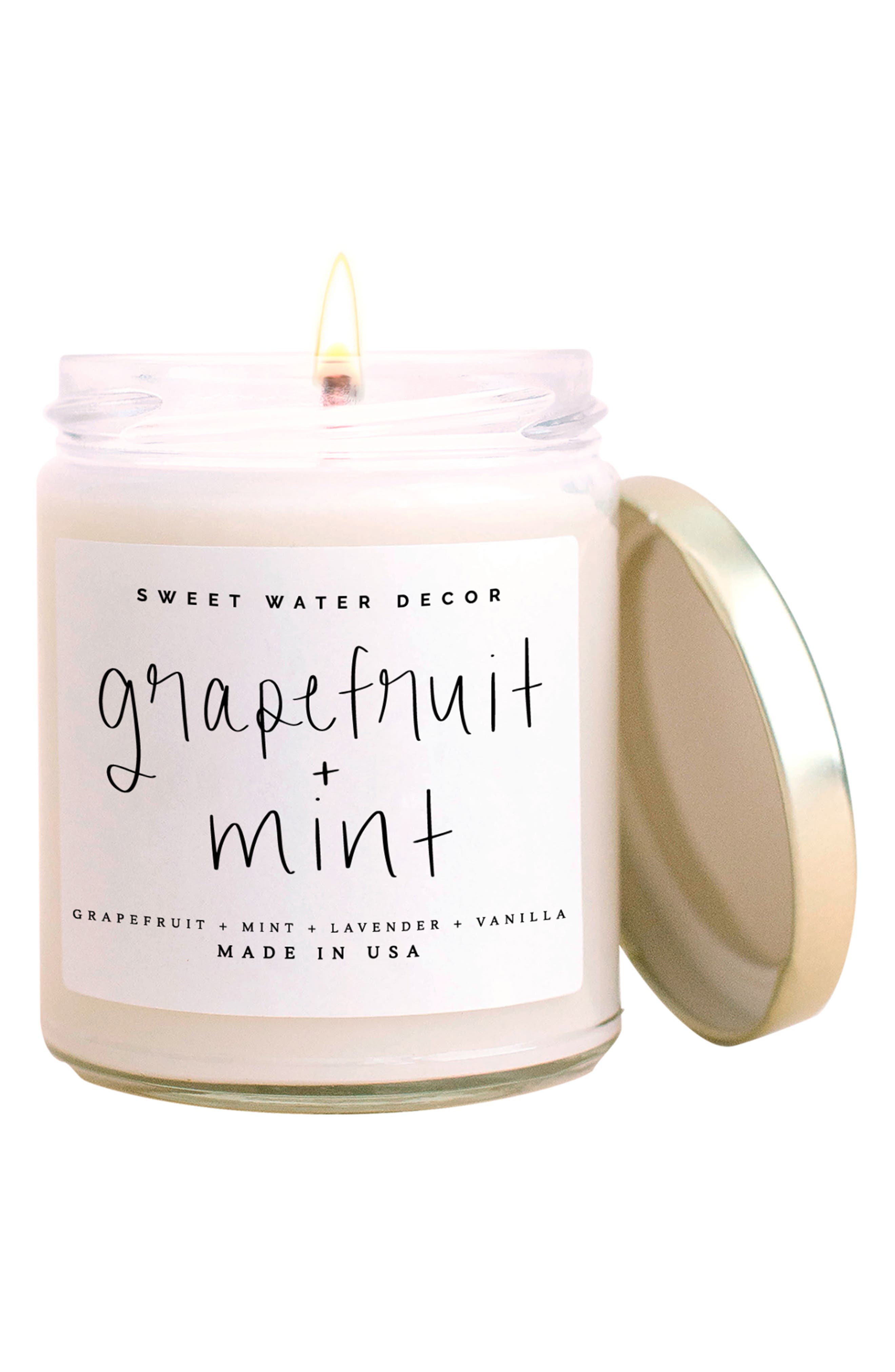 Grapefruit And Mint Glass Jar Candle SWEET WATER DECOR