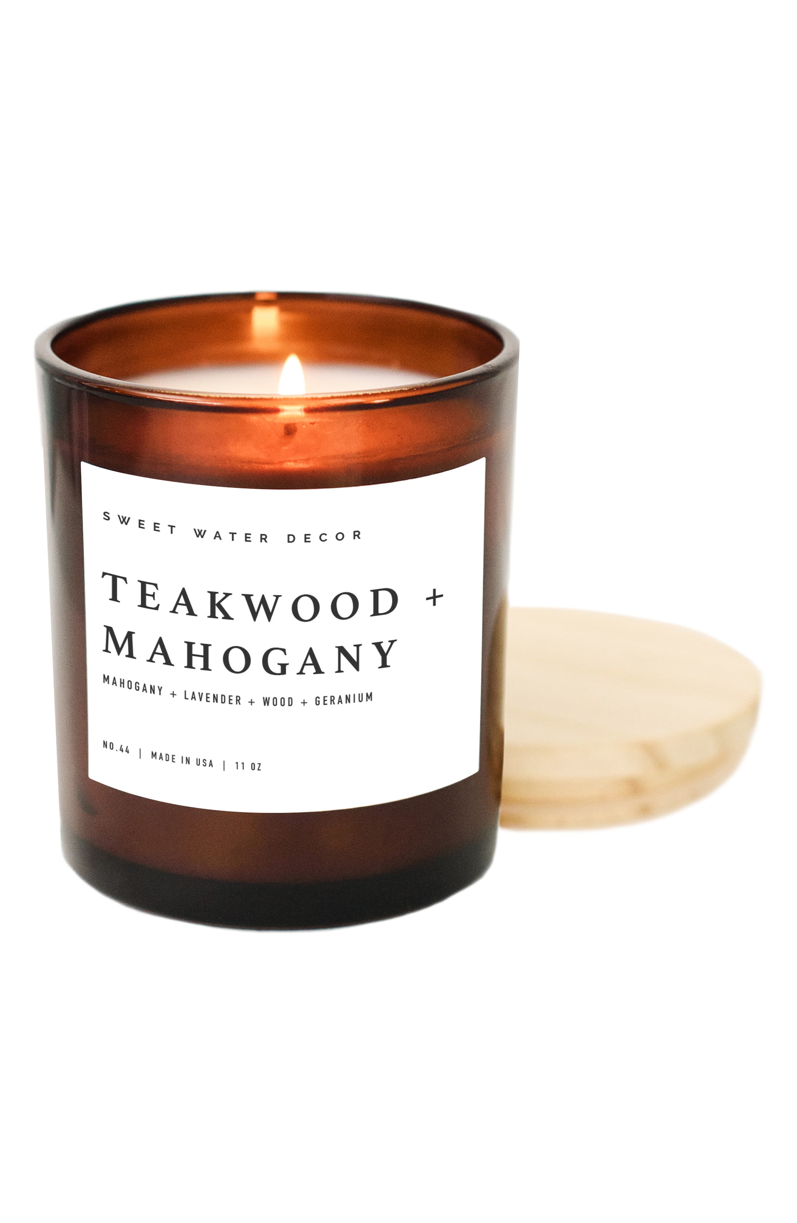Teakwood and Mahogany 11 oz. Candle - Set of 2 SWEET WATER DECOR