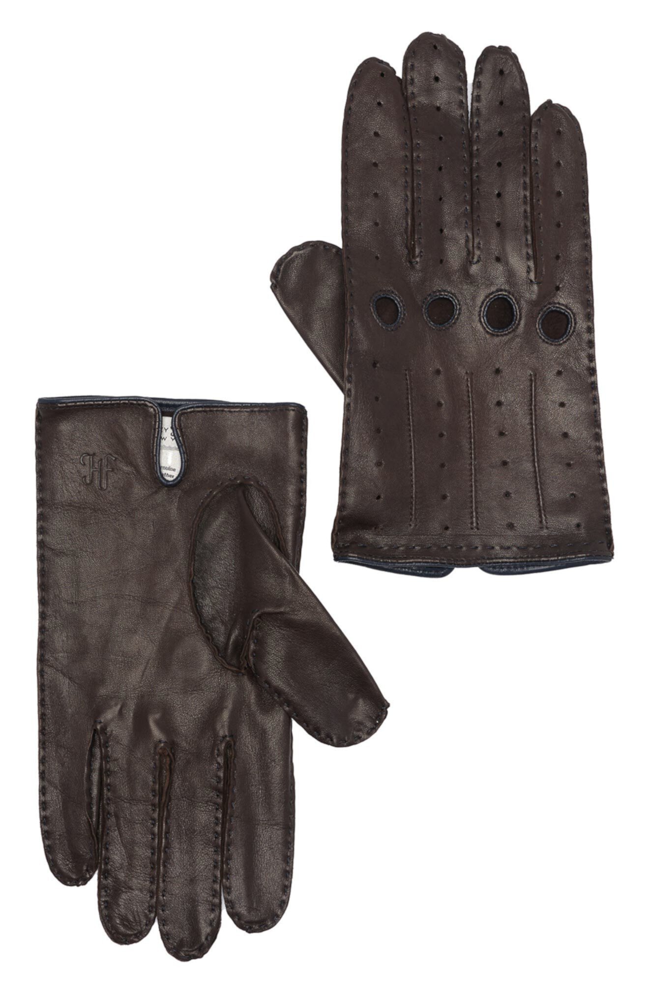 Кожаные перчатки для вождения с контрастными костяшками Hickey Freeman