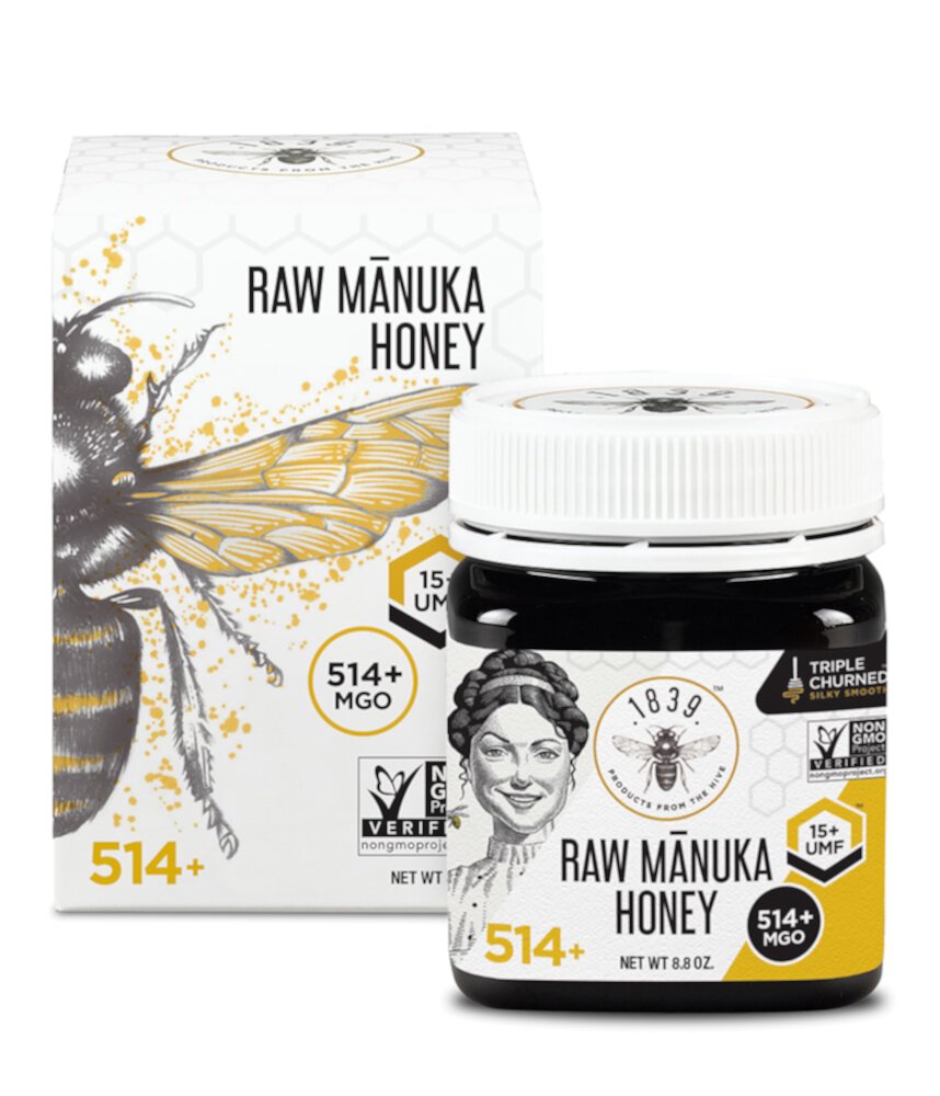 Certified Raw Manuka Honey UMF 15+ MGO 514+ -- 8.8 oz (Унции) 1839 Honey