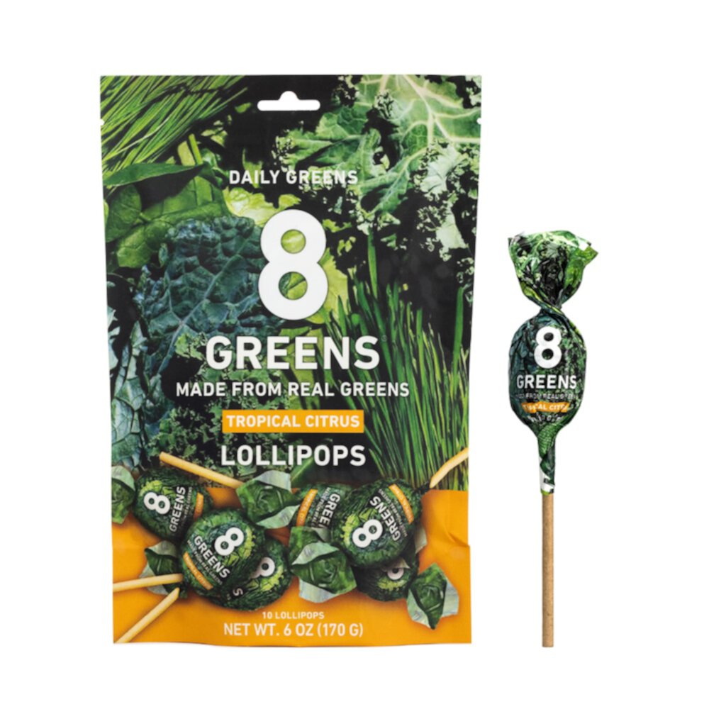 8Greens Daily Greens Lollipops Tropical Citrus -- 10 леденцов 8Greens