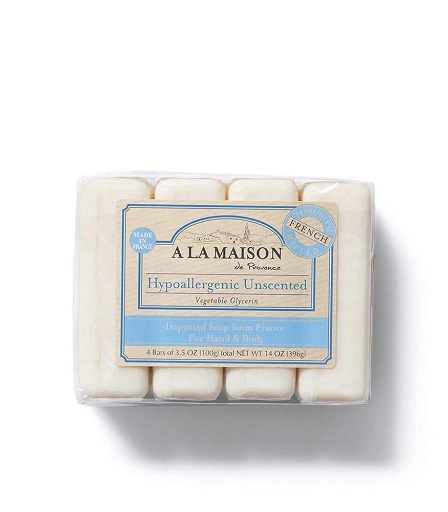 A La Maison Традиционная французская мельница Hand &amp; Мыло для тела без запаха -- 4 куска A La Maison