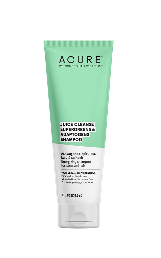 Acure Juice Cleanse Supergreens &amp; Шампунь с адаптогенами -- 8 жидких унций ACURE