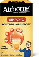 Шипучие таблетки Simply-C, витамины C и E, цинк, поддержка иммунитета, пикантный апельсин, 36 шипучих таблеток AirBorne
