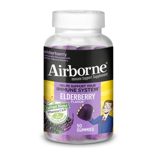 Gummies (Жевательные конфеты) Elderberry Vitamin C & D Zinc Immune Support -- 50 Gummies AirBorne