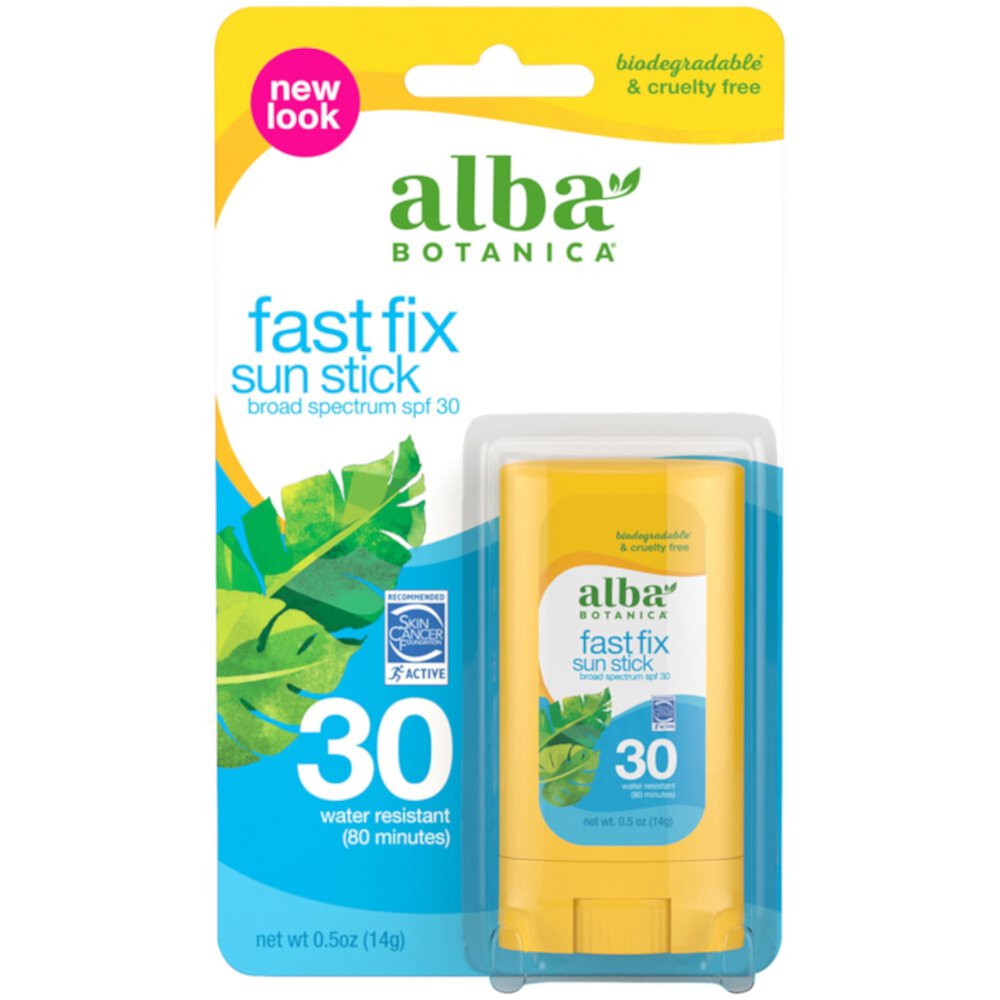 Alba Botanica™ Солнцезащитный стик Fast Fix SPF 30 -- 0,5 унции Alba