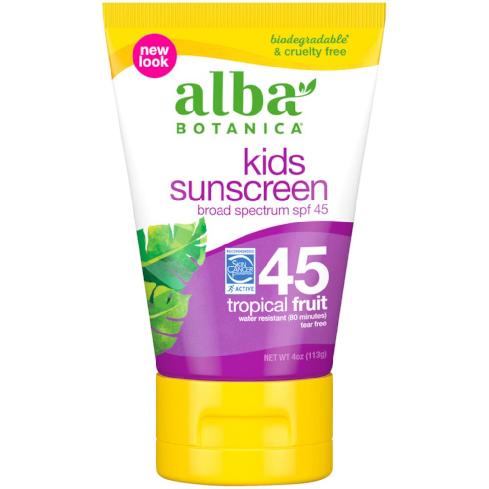 Детское солнцезащитное средство Alba Botanica Kids Sunscreen SPF 45 Tropical Fruit -- 3 флакона Alba