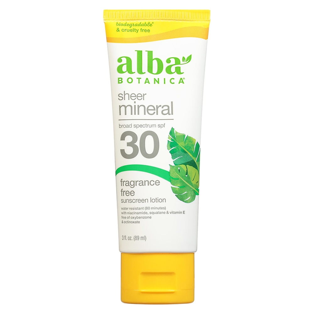 Botanica Sheer Mineral SPF 30 Солнцезащитный лосьон без запаха - 3 унции Alba